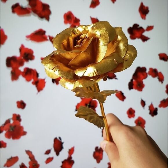 24K Gold Plated Rose Foil Flower Gift Valentine's Birthday Lover NWT - Picture 7 of 11